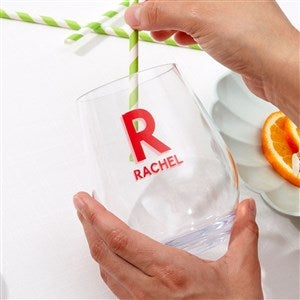 Shadow Monogram Personalized Tritan Wine Glasses - 48050