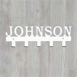 Custom Name Steel Wall Hook Rack- White