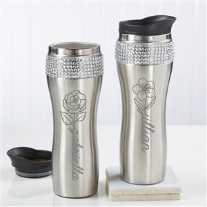 Birth Flower Name Personalized Stainless Steel Tumbler  - 48065