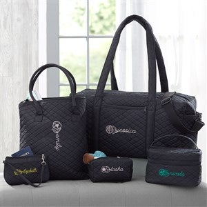 Birth Flower Name Embroidered Quilted Duffel Bag - 48071