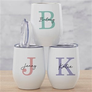 Simple Signature Personalized Stainless Insulated Wine Cup  - 48076
