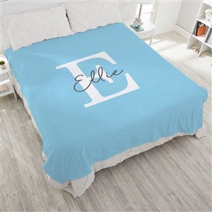 Signature Initial Personalized Plush Fleece Blanket - Queen