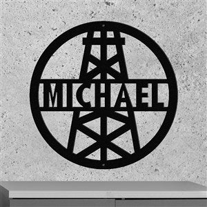 Personalized Oil Derrick Steel Sign- Black