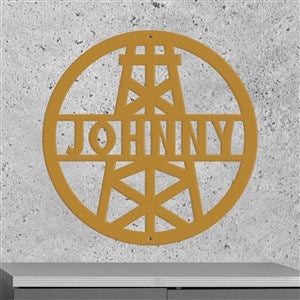 Personalized Oil Derrick Steel Sign- Gold