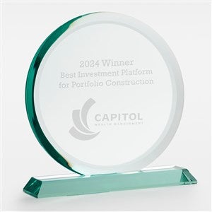 Engraved Logo Round Jade Glass Award- Large - 48111