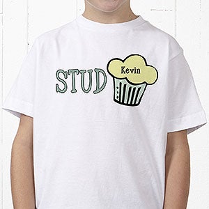 Personalized Boys T-Shirt - Stud Muffin - Youth X-Small (2-4) - Navy