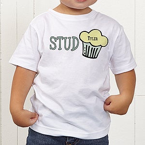 Personalized Baby Boy Toddler T-Shirt - Stud Muffin - Toddler 4T - White