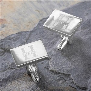 Lavish Last Name Personalized Silver Cufflinks