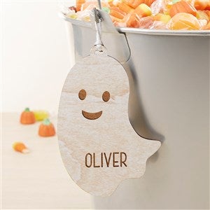 Halloween Character Personalized Wooden Basket Tag - White