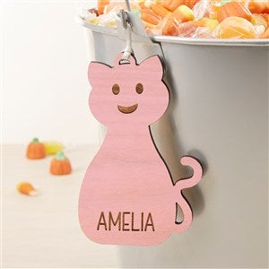Halloween Character Personalized Wooden Basket Tag - Pink