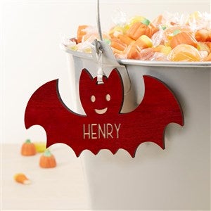 Halloween Character Personalized Wooden Basket Tag - Red