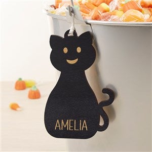 Halloween Character Personalized Wooden Basket Tag - Black