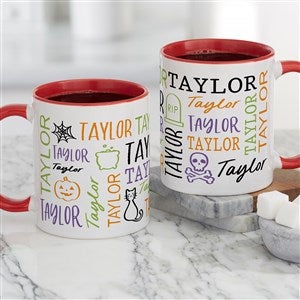 Halloween Repeating Name Personalized Coffee Mug - Red