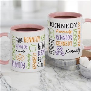 Halloween Repeating Name Personalized Coffee Mug - Pink