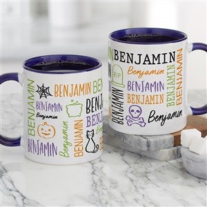 Halloween Repeating Name Personalized Coffee Mug - Blue