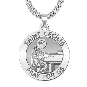 Custom Saint Cecilia Engraved Pendant