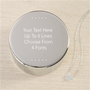 Write Your Own Personalized Round Jewelry Box Set-Silver Heart Necklace
