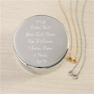 Write Your Own Personalized Round Jewelry Box Gift Set with Infinity Necklace - 48306