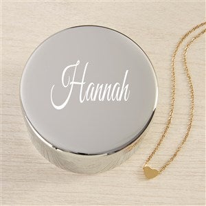 Classic Celebrations Personalized Round Jewelry Box Set-Gold Heart Necklace
