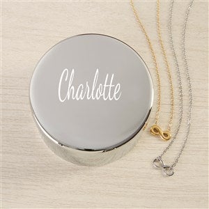 Classic Celebrations Personalized Round Jewelry Box Gift Set with Infinity Necklace  - 48310