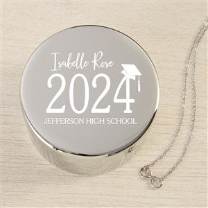 Classic Graduation Personalized Round Jewelry Box & Silver Infinity Necklace