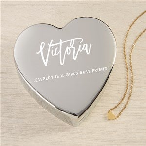 Scripty Name Personalized Heart Jewelry Box Set-Gold Heart Necklace
