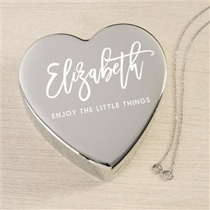 Scripty Name Personalized Heart Jewelry Box Set-Silver Infinity Necklace