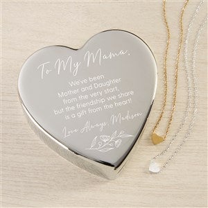 Floral Message To Mom Personalized Heart Jewelry Box with Heart Necklace  - 48315