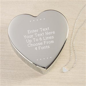Write Your Own Personalized Heart Jewelry Box Set-Silver Heart Necklace