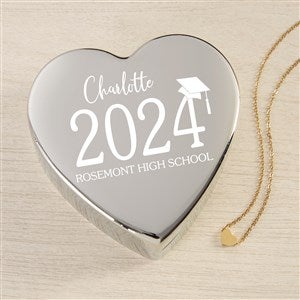 Classic Graduation Personalized Heart Jewelry Box with Gold Heart Necklace