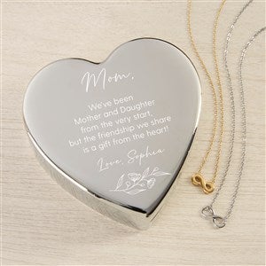 Floral Message To Mom Personalized Heart Jewelry Box with Infinity Necklace  - 48319