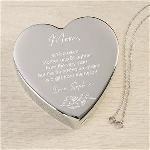 Floral Message To Mom Personalized Heart Jewelry Box & Silver Infinity Necklace