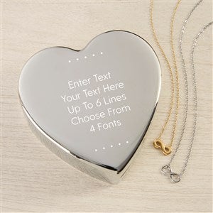 Write Your Own Personalized Heart Jewelry Box Gift Set with Infinity Necklace  - 48321