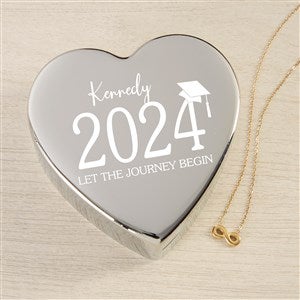 Classic Graduation Personalized Heart Jewelry Box & Gold Infinity Necklace