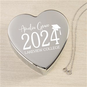Classic Graduation Personalized Heart Jewelry Box & Silver Infinity Necklace