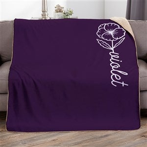 Birth Flower Name Personalized Sherpa Fleece Blanket - 60x80