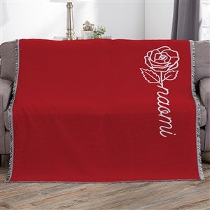 Birth Flower Name Personalized Woven Throw Blanket - 56x60