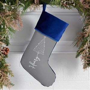 Scripted Christmas Tree Personalized Blue Christmas Stockings