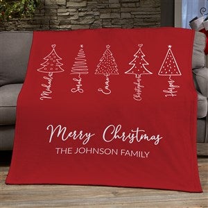Scripted Christmas Tree Personalized Blankets - 48559