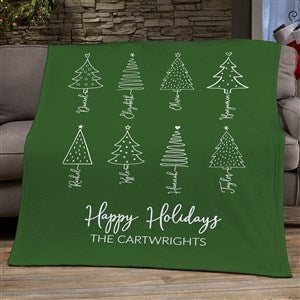 Scripted Christmas Tree Personalized Plush Fleece Blanket - 60x80