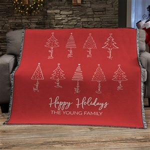 Scripted Christmas Tree Personalized Woven Throw Blanket - 56x60