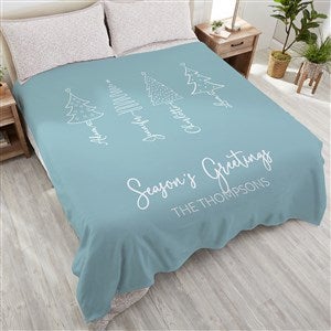 Scripted Christmas Tree Personalized Plush Fleece Blanket - Queen