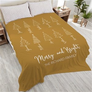 Scripted Christmas Tree Personalized Plush Fleece Blanket - King