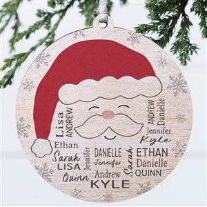 Santa Repeating Name Personalized Ornament-3.75 Wood - 1 Sided