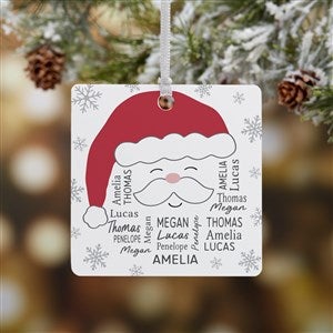 Santa Repeating Name Personalized Ornament-2.75 Metal - 1 Sided