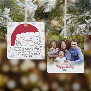Santa Repeating Name  Personalized Ornament-2.75 Metal - 2 Sided