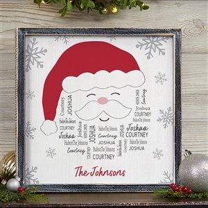 Santa Repeating Name Personalized Black Frame Wall Art - 12x12
