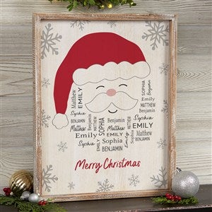 Santa Repeating Name Personalized Whitewashed Frame Wall Art - 14x18