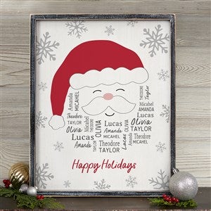 Santa Repeating Name Personalized Black Frame Wall Art - 14x18