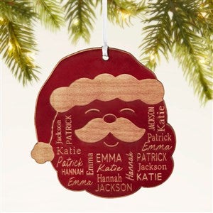 Santa Repeating Name Personalized Wood Ornament- Red Maple